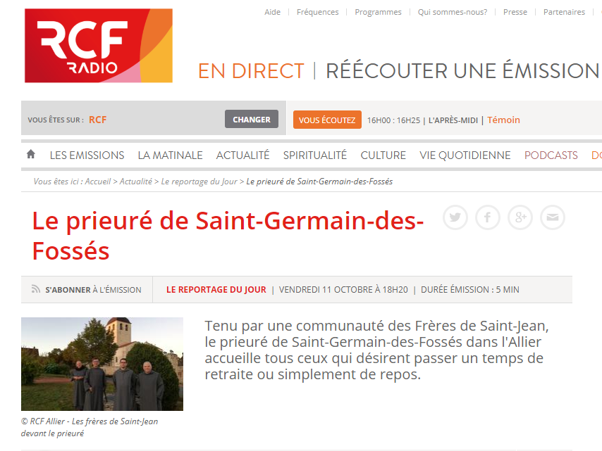 frere-saint-jean-rcf-saint-germain Frères, de, Saint-Jean, st-Jean, communauté, comunauté, communaute, St, Jean, Jan, Congrégation, saint-Jean, Petits, Gris, moines, moine, religieux, saint, germain, des, fossés, clunisien, cluny, reportage, RCF, Allier, Marie, Géraud, Eloi, dévotion, mariale, Rhône-Alpes